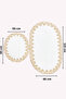 Alina White-Gold French Lace Double Bath Mat Set Soft Surface Non-Slip and Leather Base - 5