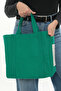 Green-2 Color Embroidered 340Gr Gabardine Fabric Bag 34X31X14Cm with Double Side Pockets, Inner Pocket and Lining - 3