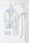 4-Piece Baby Set Cute Teddy Bear Embroidered Bathrobe Towel Booties - 100% Cotton