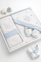 4-Piece Baby Set Cute Teddy Bear Embroidered Bathrobe Towel Booties - 100% Cotton - 2