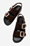 Janset Women's Genuine Leather Sandals Brown Suede - 4
