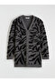 Black V-Neck Patterned Women's Knitwear Cardigan - 5
