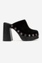 Drew Women's Genuine Leather Clogs Slippers Black Suede - 2