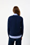 Regular Organic Cotton Navy Blue Women's Sweatshirt - 5