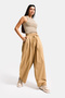 Women's Brown S6-76 Super Balloon Fit Loose Cut Special Fabric Trousers - 5