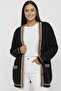 Women's Button-Front Double-Pocket Striped Plus Size Knitwear Cardigan