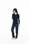 Women's Long Sleeve Half Buttoned Navy Blue Pajama Set C8T5N102 - 2