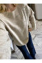 Beige Stone Embellished Boat Neck Knit Sweater - 251189 - 2