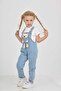 🧸   Girl's Teddy Bear Detailed Denim Salopet Pants - 5