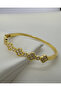 Stone-Encrusted Row Clover Steel Handcuff & Ring Set - Golden Royal Clover Set - 2