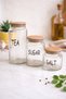 3-Piece Glass Storage Jar Set 1300-850-630 ml Thick Glass with Wooden Vacuum Lid - 2