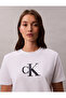 Jeans Round Neck Printed White Women's T-Shirt Ss Sequin Ck Graphic Tee - 2