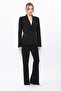 Jacket with Lapel Pockets Modern Jacket & Spanish-Cut Trousers with Pockets Women's Suit-Black - 3