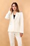 Jacket Modern Women's Jacket with Collar Pockets -White - 4