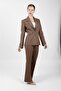 Jacket with Collar Pockets Modern Jacket & Spanish-Cut Trousers with Pockets Women's Suit-Brown - 6