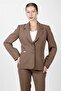 Jacket with Collar Pockets Modern Women's Jacket - Brown - 4