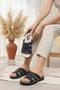 Rose Comfort Sole Daily Slippers Knitted Look Striped Anatomical Slippers