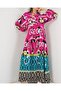 Women's Patterned Long Hijab Dress 2585 - A.Fuchsia - 3