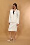 Jacket with Collar Pockets Modern Jacket & Short Pencil Skirt Women's Suit-White - 4