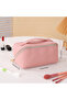 Quilted Travel Makeup Pouch with Handle Button Design - 4