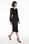 Women's Black Degaje Collar Midi Event Dress - 2
