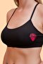 Root and Rise Supportive Graphic Heart Print Black Sports Bra - 2