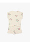 Heart Pattern Short Sleeve Crew Neck Cotton T-Shirt Shorts Set - Set of 2 - 3