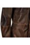 معطف جلدي بياقة قميصية للرجال باللون البني الحارق - 3