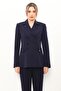 Buttoned Classic Blazer Jacket-Navy Blue - 1181100 - 5