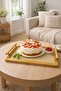 Boho Maison Set of 3 Hazeranli Wooden Trays – Natural Wicker Look Serving & Presentation Trays - 5