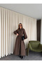 Brown Dress with Bow Detail Collar - 2001