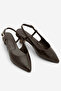 Women's Pointed Toe Open Back Strap Casual Ballerinas Tafiza Brown Croco - 2