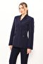 Buttoned Classic Blazer Jacket-Navy Blue - 1181100