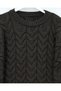 Braided Casual Knitwear Sweater - Dark Brown - K. Kahve - 3