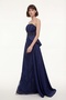 Women's Navy Blue Strapless Collar Lace Detail Long Evening Dress - 2