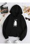 Unisex Lone Penguen Fashionable Print Design Trendy Oversize Hooded Sweatshirt