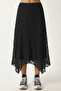 Lace Detailed Asymmetrical Midi Skirt Lzv0049 Black - 4