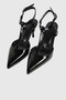 Begonia black patent leather ankle strap pointed toe women's heels - 4