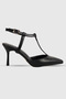 Begonia black matte pointed-toe heeled shoes with ankle strap for women - 3