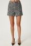 Button Detailed Mini Tweed Shorts Skirt Lze0013 Black White - 4
