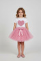 Girl's Pink Heart T-Shirt Pink Tutu Skirt April 23 October 29 Show Outfit Set - 3