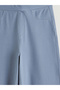 Lcw Kids Navy Blue Denim Look Wide Leg Girls' Sweatpants - 3