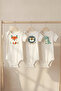 Organic 100% Cotton Animal Figure Printed Short Sleeve Baby Bodysuit with Snap Fasteners