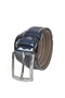 Men's Navy Blue 3.5 cm Flat Sides - Middle Needle-Punched Laser Embroidered Patent Leather Classic Faux Leather Belt 148948 - 2