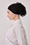 Black Turban Hijab with Sewn Ruffles - 3