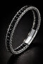 Men's Steel Bracelet with Natural Onyx Stone, Braided Chain Model, Men's Tag