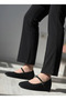 Black Suede Hidden 4 cm Padded Ballerinas with Helmet Detail - 4