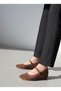 Brown Suede Inside Hidden 4 cm Padded Ballerinas with Hard Hat Detail - 5