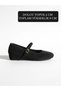 Black Suede Hidden 4 cm Padded Ballerinas with Helmet Detail