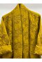 Women's Mustard Italian Ethnic Shawl Pattern Sequin Embroidered Oversized Quilted Long Kimono & Kaftan - 4